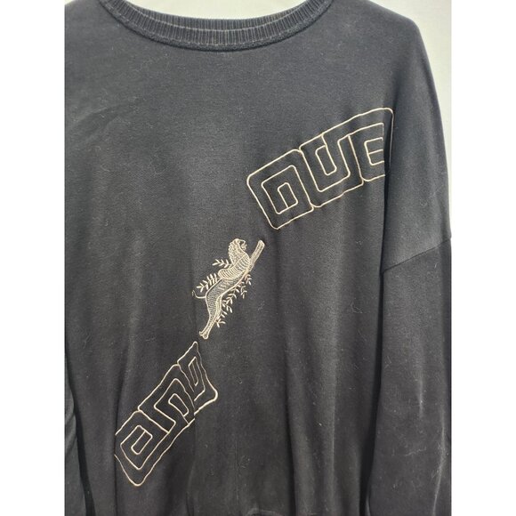 VTG 90s Vittorio Rocchetti Mens Sweatshirt XL Black Embroidered Pullover Grunge - Picture 2 of 9